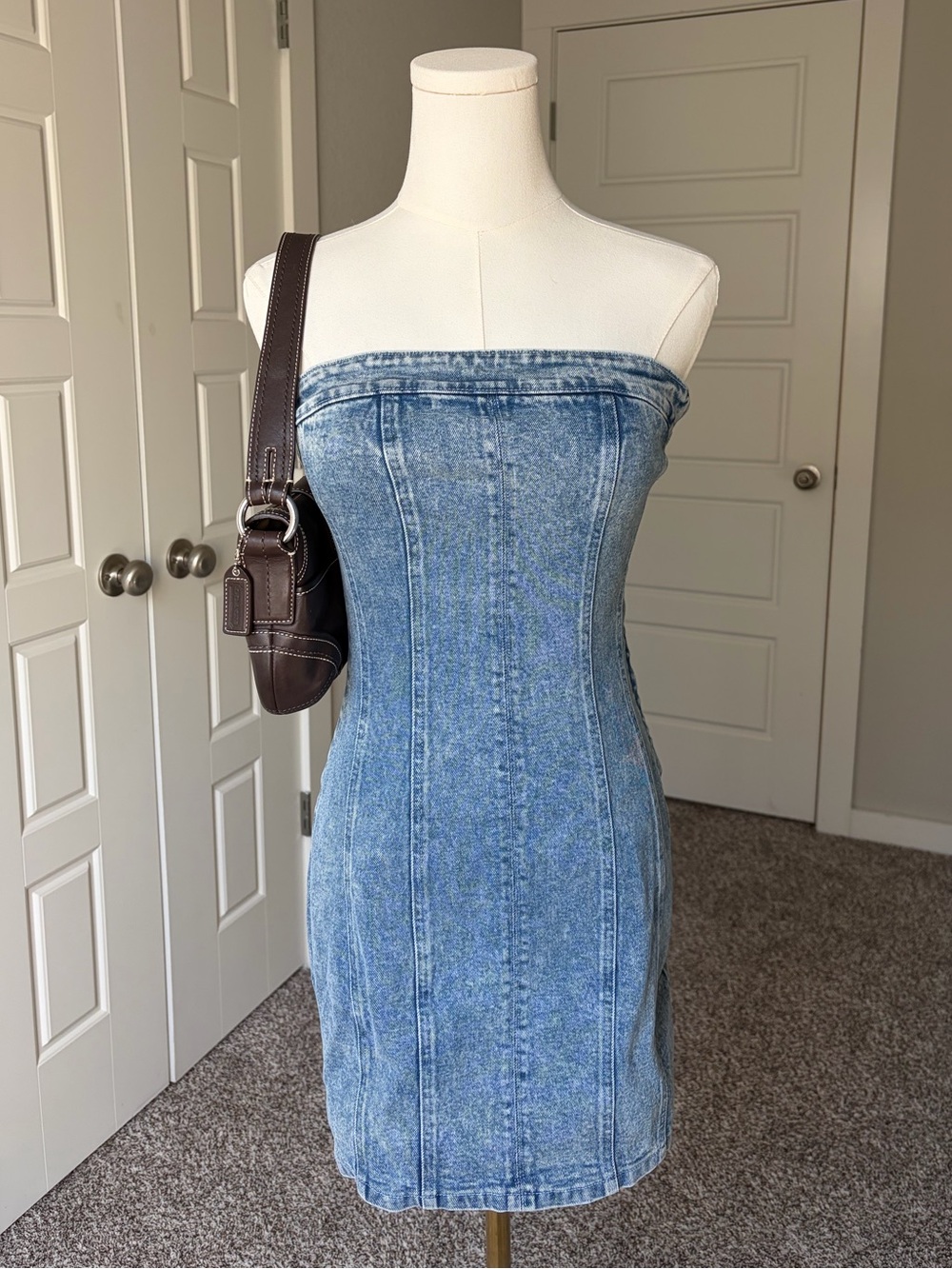Lulus Strapless Denim Dress - denim strapless dress